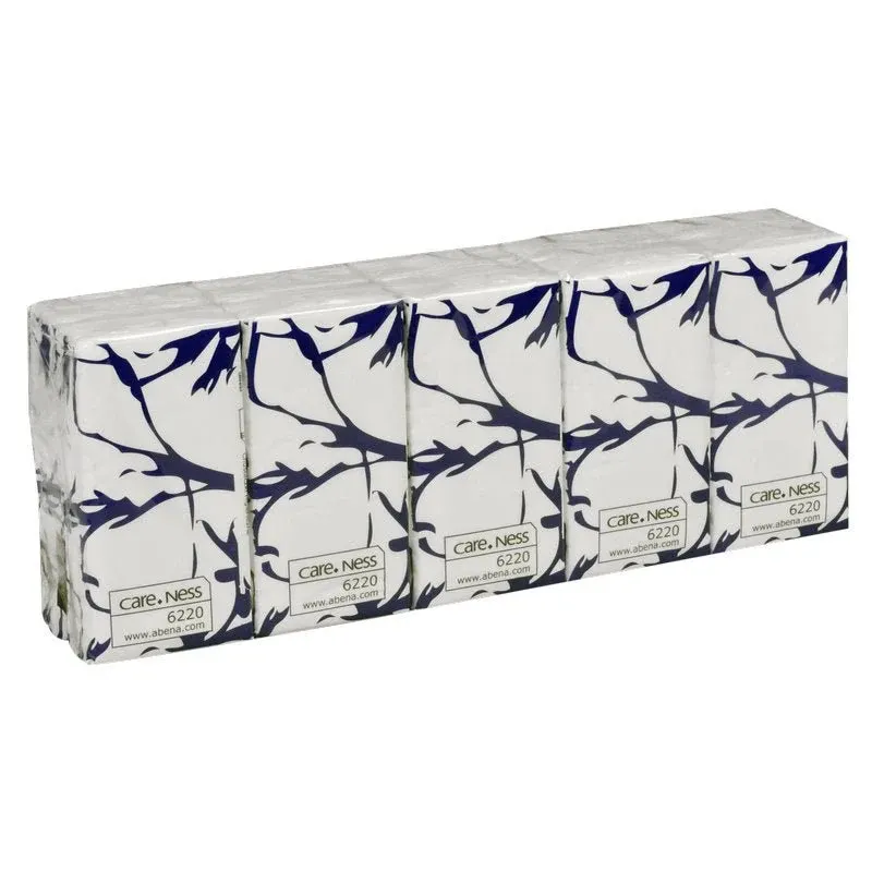 Eine Packung mit 100 Hochweiß 3-lagige Taschentücher (20,7x21 cm) von Abena Re-Seller GmbH.