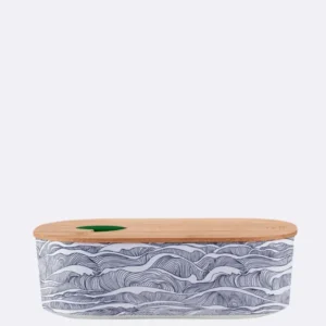 Ovale Lunchbox aus nachhaltigem PLA - bioloco plant lunchbox oval - Brotdose - by the sea - Meer - Welle