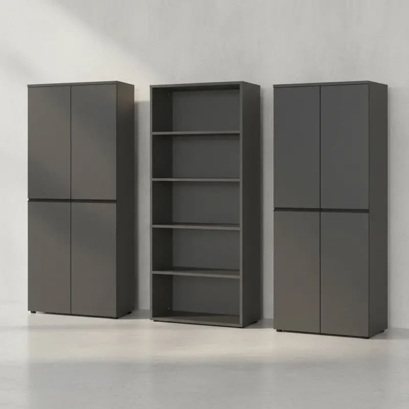 Büro-Set XL Schrankwand Soft-Close Graphit Aktenschrank Büromöbel_#sku_BARK9951_547#