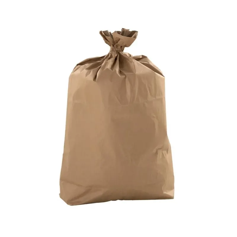 Ein DEISS Papiersack 120 Liter von EMIL DEISS KG (GmbH + Co.), aus einem 25 Stück Bündel, ist gefüllt, oben zugebunden und steht aufrecht vor einem schlichten weißen Hintergrund.