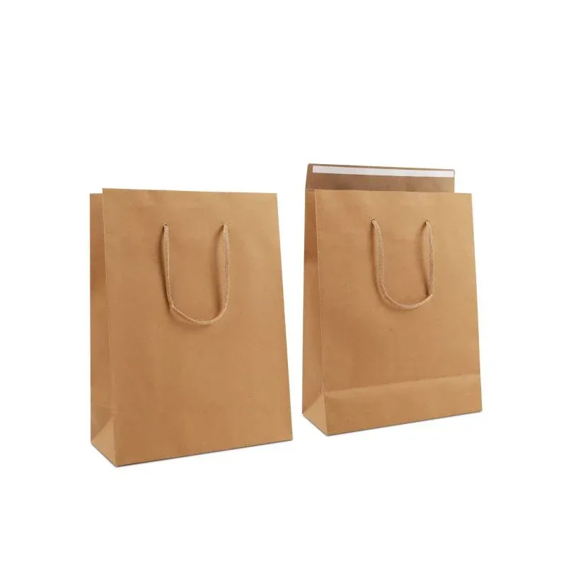 Luxury Carrier Bags with a flap 26+12x35cm Brown