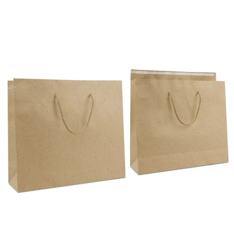 Luxury Carrier Bags with a flap 40+12x35cm Brown grey