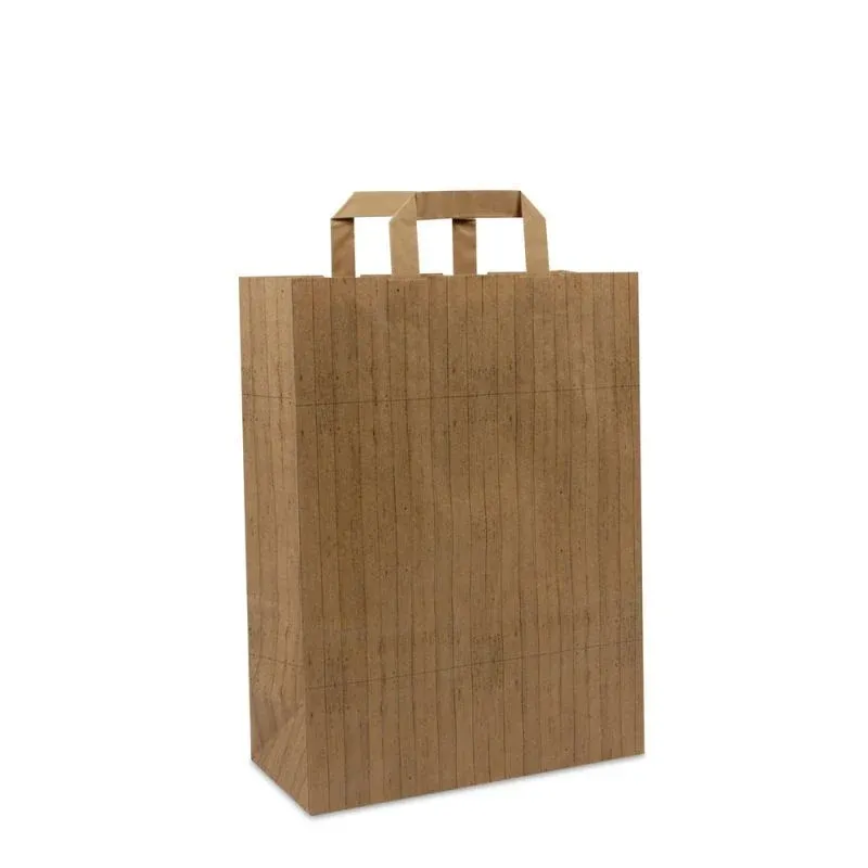Kraftpapiertaschen FSC® - Holzstruktur 26+12x35 cm Braun (250 Stück) [FP-DPL047]