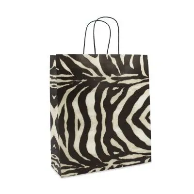 Papiertragetaschen mit gedrehte Griffe 36+12x41 cm Zebra (150 Stück) [FP-DPT029]
