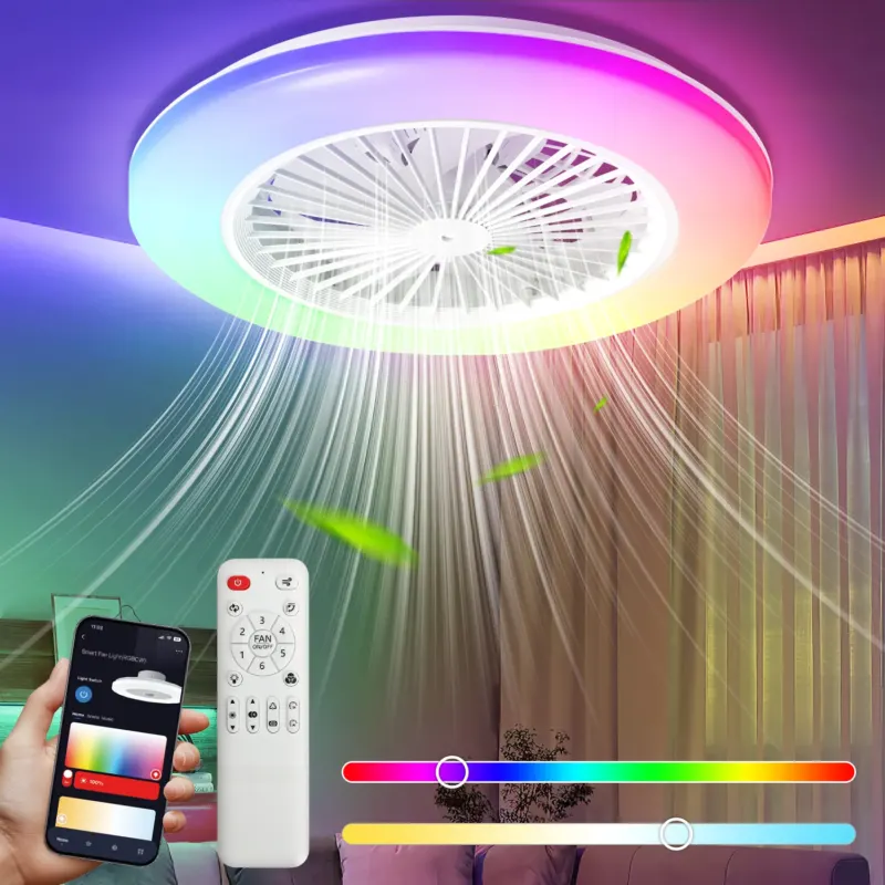 BMOT LED Deckenventilator mit RGB Licht, Fernbedienung & App-Steuerung
