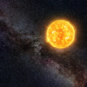 Duschrückwand-Helle Sonne vor dunklem Sternenhimmel