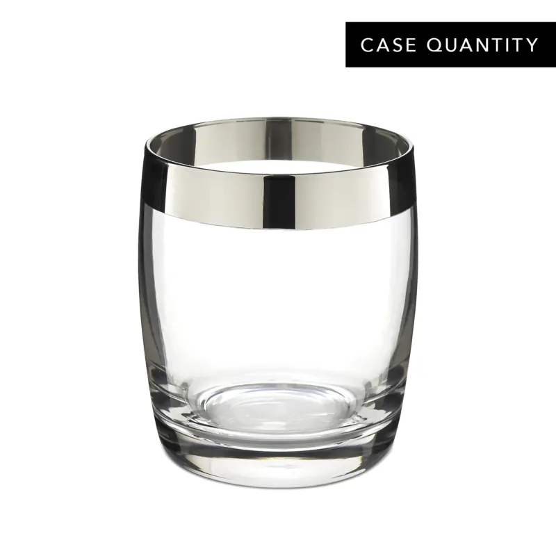 DANUTA™ DOUBLE ROCKS GLASS – SILVER TRIM / 15oz (450ml) / CASE OF 24