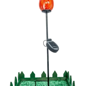 Glas Blume Rot/Orange Höhe ca. 12cm, Gartendeko mit Solarlicht & Stab 46cm Handarbeit ohne Verpackung