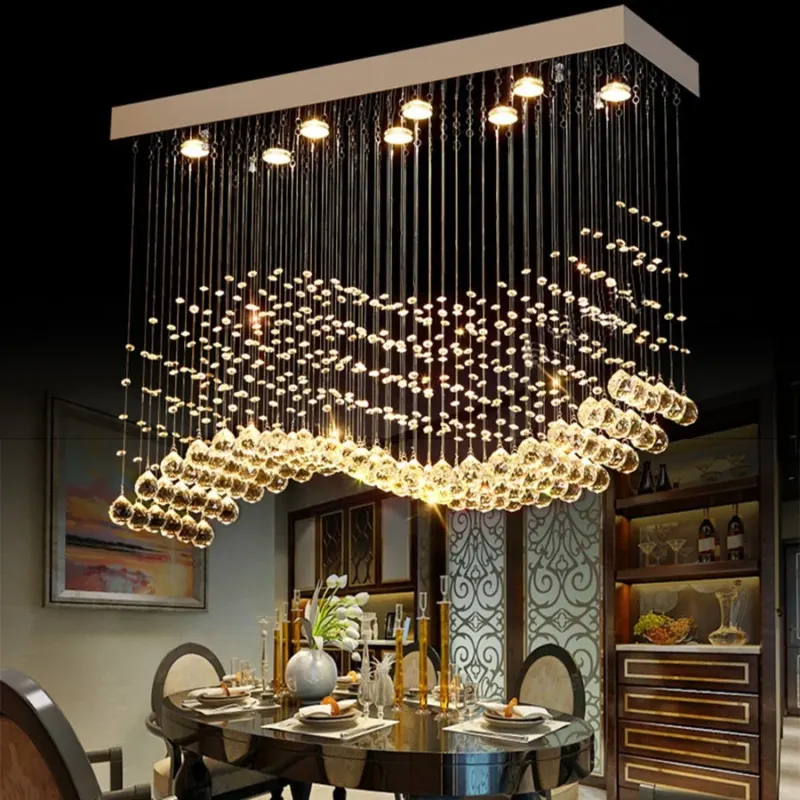 Luxury Rectangular Crystal Raindrop Chandelier - Image 0