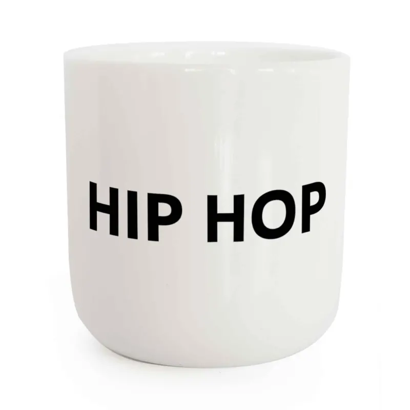 HIP HOP | weisser Kaffee- & Tee-BECHER mit schwarzer Typo | Beat Serie | PLTY