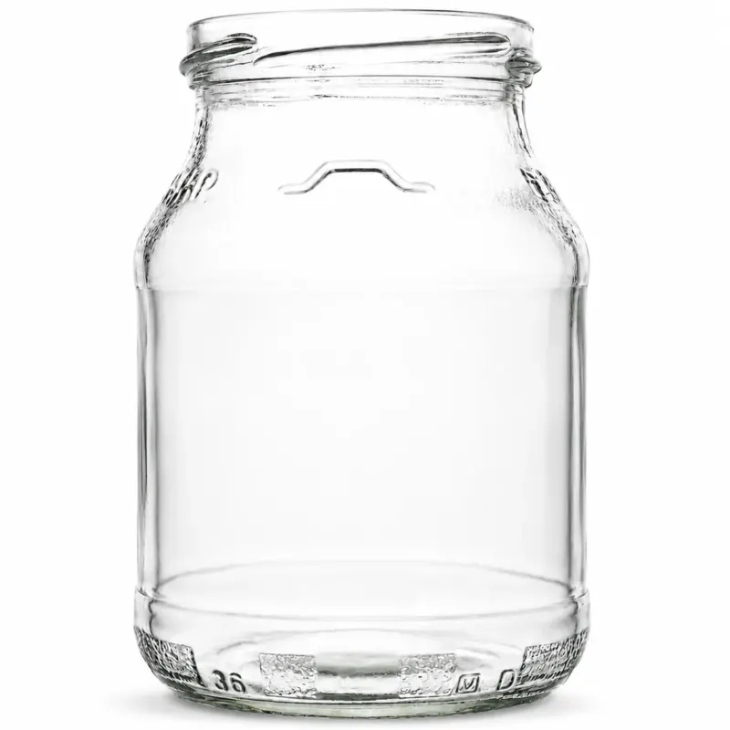 Mehrwegfähiges Joghurtglas 500 g mit TO-70-Mündung aus klarem Glas für weiße Twist-Off-Verschlüsse.
