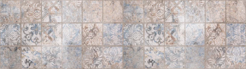Küchenrückwand-Altes blau-braun Patchwork Motiv