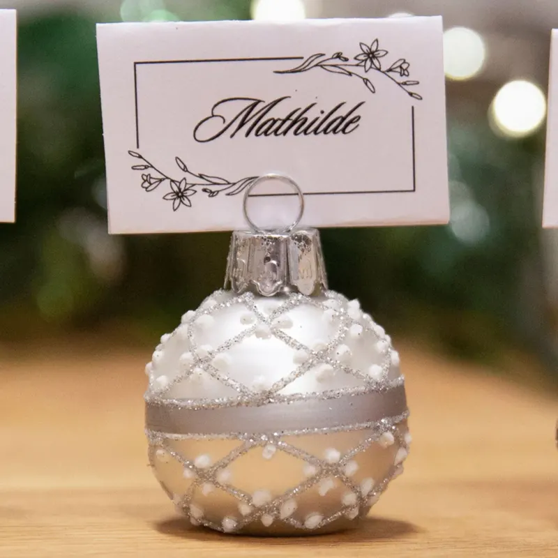 Weihnachtskugel für Tischkarten 6 Stk. Silber - LaVida