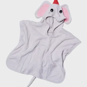 Poncho aus Frottee mit Elefantenkapuze und bunter Bommel ohne sichtbaren Schriftzug
