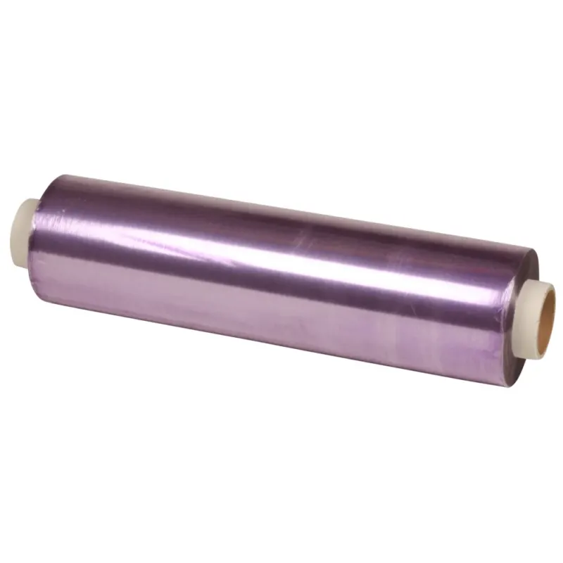 Eine Rolle Abena Re-Seller GmbH Frischhaltefolie, perforiertes PVC, 8 my, 30x30 cm x 500 m (4 Packungen), ideal zum Verschließen und Schützen von Lebensmitteln.