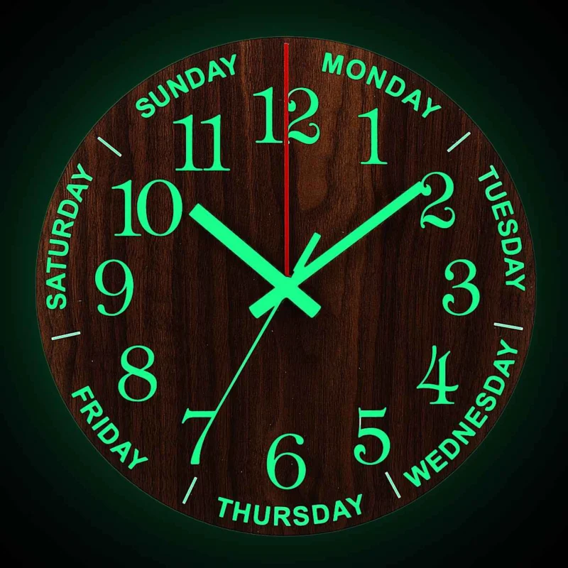 Nordic Luminous Wood Silent Wall Clock - Image 0