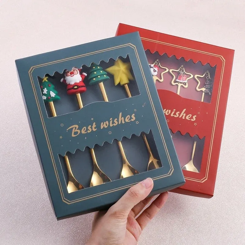 4Pcs Christmas Best Wishes Tableware Set - Image 0