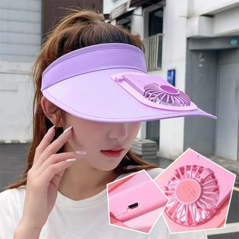 Breathable Summer Sun Visor Cooling Fan Hat - Image 0