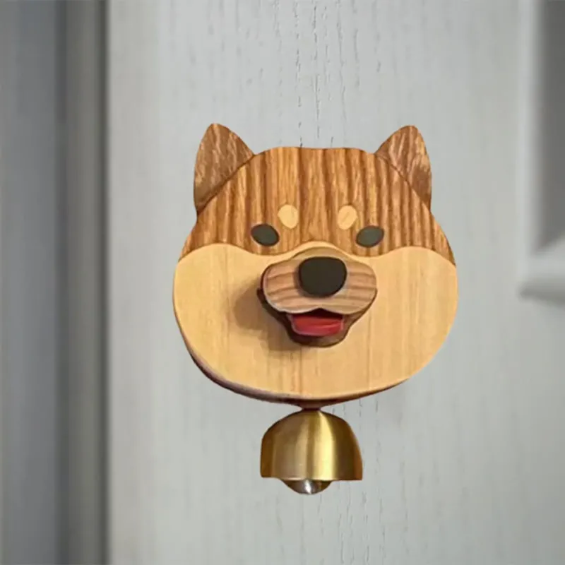 Playful Shiba Dog Face Wooden Doorbell - Image 0