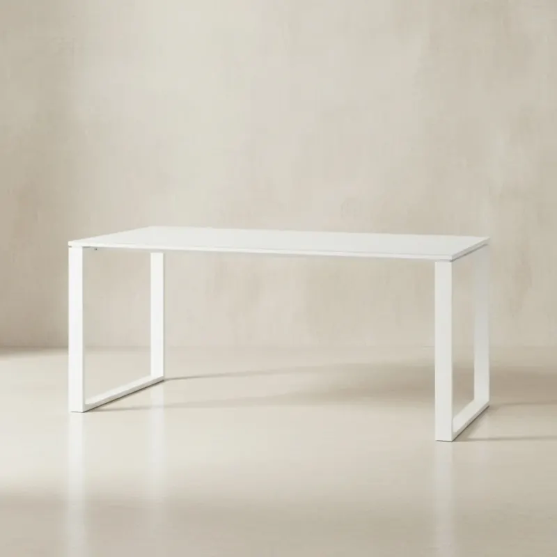 Schreibtisch Glasplatte & Kufengestell - 160x80 cm Bürotisch Weiß Büro_#sku_BARK4200_84#