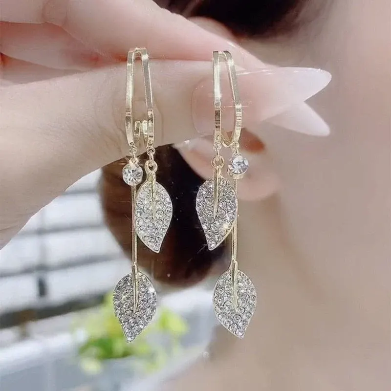 Nature Elegance Crystal Long Tassel Earrings - Image 0