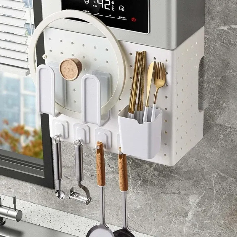 Kitchen Organizer Wall-Mounted Hole Board Storage Rack - Image 0