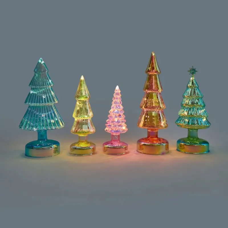 LED-Glas-Tannenbäume Klein – Bunt · 5er-Set · 18–28 cm | MoMA