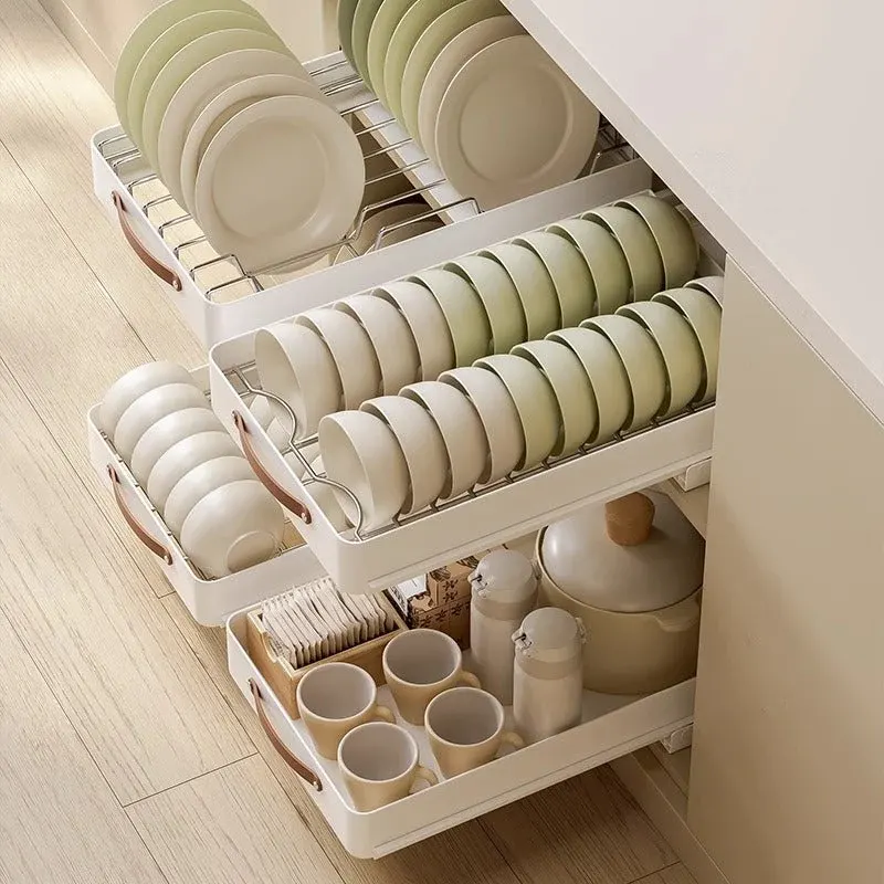 Stainless Steel Pull-Out Storage Kitchen Organizer Tray - Image 0