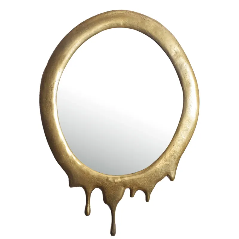 Wandspiegel 50x71 cm Metall Design Hängespiegel Gold - Aluminium Dekospiegel Oval mit Rahmen - Spiegel Wand Groß - Flurspiegel Garderobenspiegel Modern_#sku_SAFWL7.106#