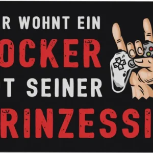 Bild: Fußmatte - Hier wohnt ein Zocker mit seiner Prinzessin.