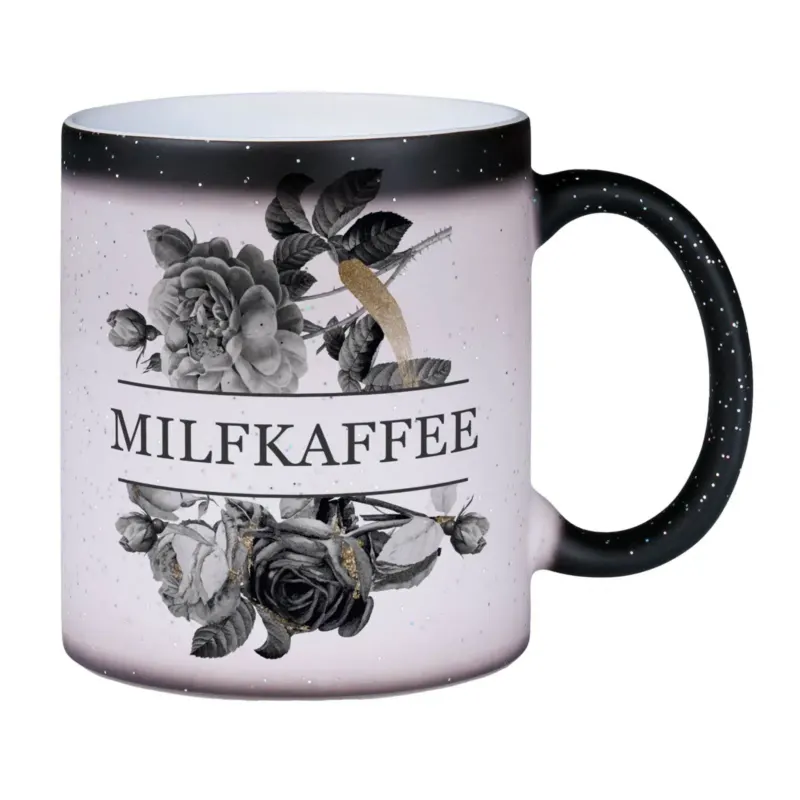 Bild: Glitzer-Zaubertasse - Milfkaffee - Black Rose.