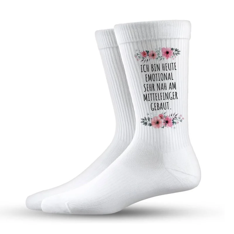 Bild: Socken - Ich bin heute emotional sehr nah am Mittelfinger gebaut. - blumig.