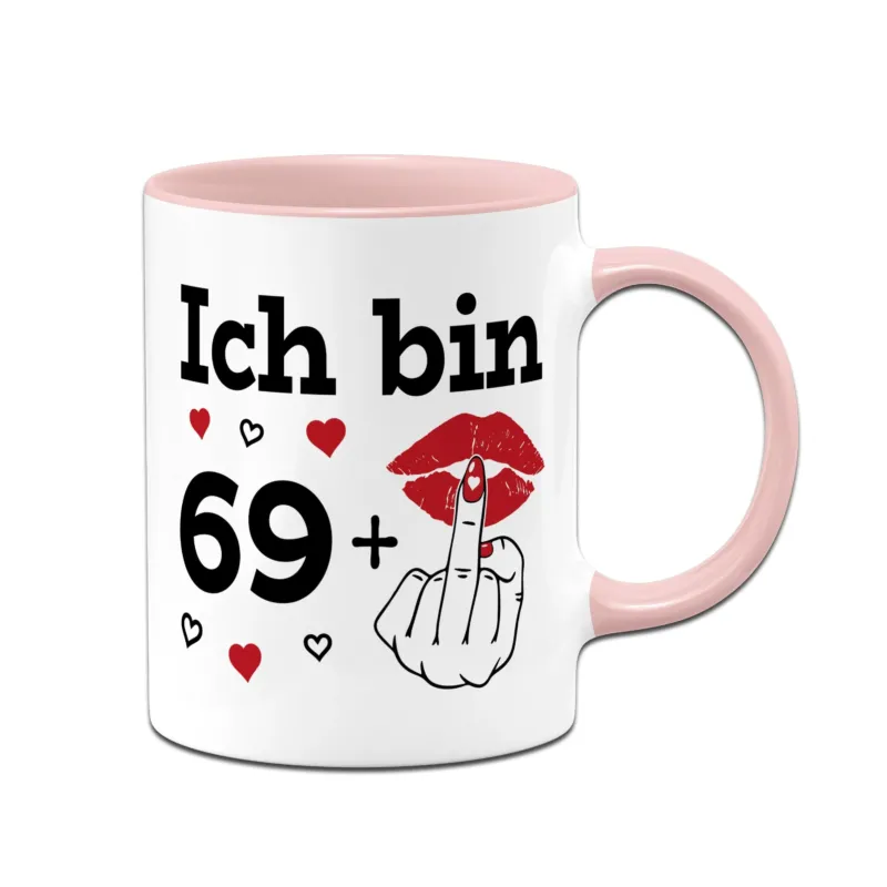 Bild: Tasse - Ich bin 69 + Mittelfinger (weibliche Version).