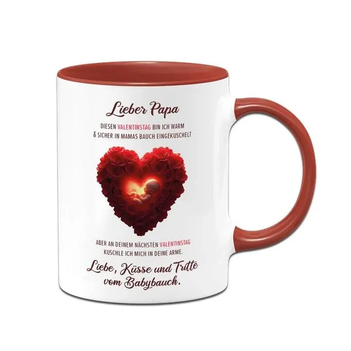 Bild: Tasse - Lieber Papa an diesem Valentinstag bin ich noch in Mamas Bauch.