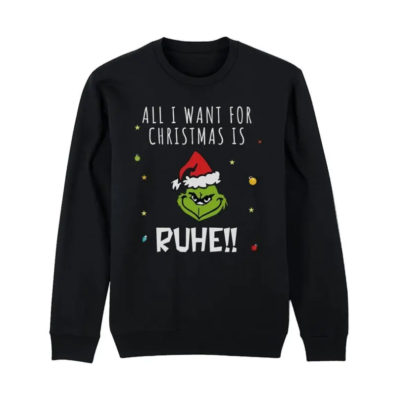 Bild: Weihnachtspullover - Grinch - All I want for Christmas is Ruhe! (Gesicht).