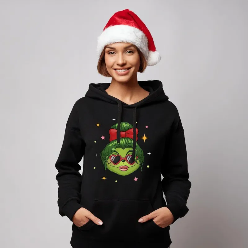 Bild: Hoodie - Coole Miss Weihnachtsmuffel (Gesicht-Damen).