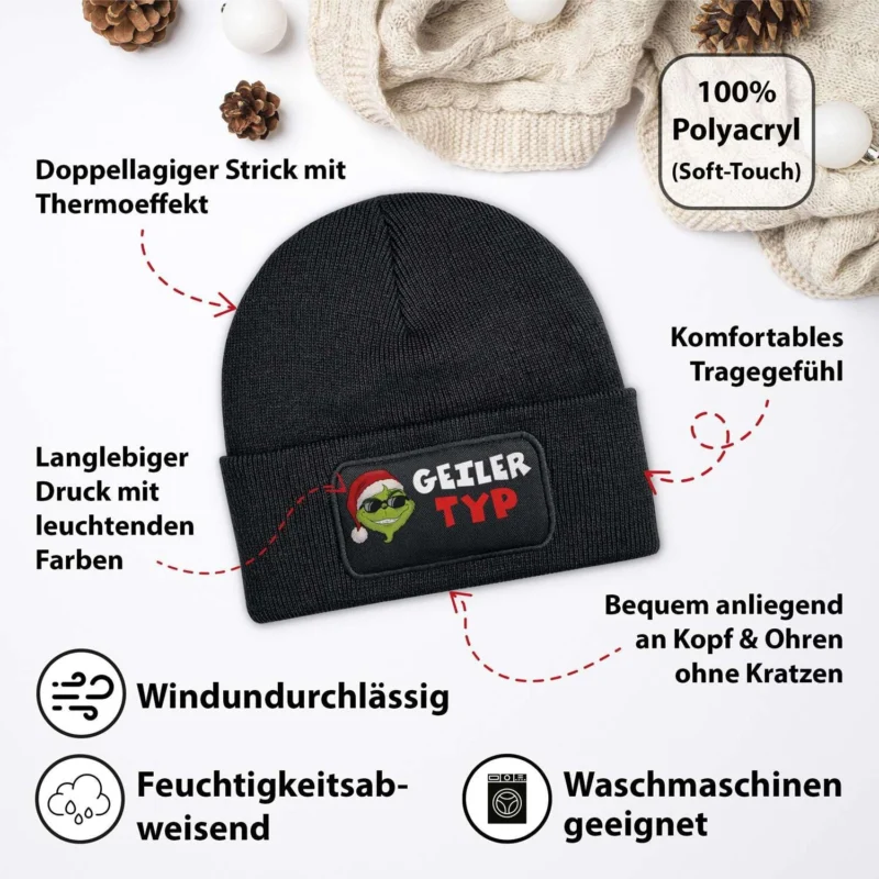 Bild: Beanie Mütze - Cooler Weihnachtsmuffel - Geiler Typ.