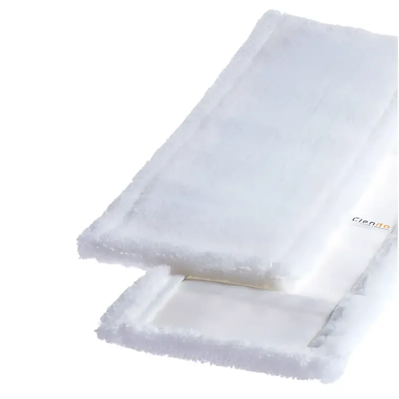 Weiße microfiber mop pads mit weicher plüschtextur und verstärkten kanten für clendo microfasermopp superstar mws