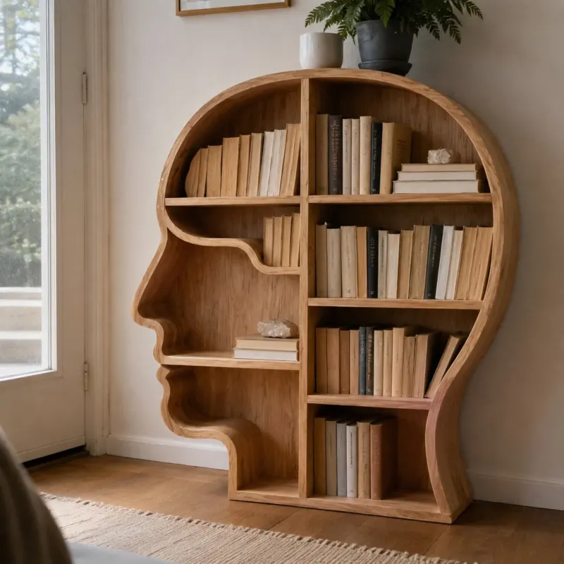 Mindshelf Face Silhouette Decorative Wooden Bookcase Shelf - Image 0