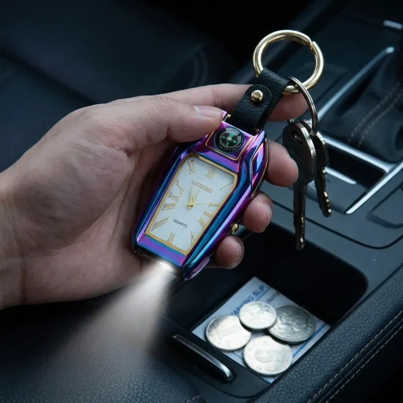 Elegant Car Keychain Watch Light