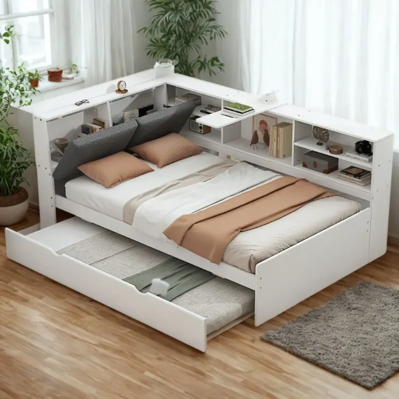 Modular Hidden Storage Drawers Modern Bed - Image 0
