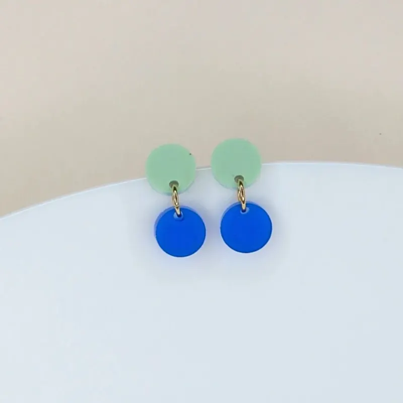 Damen Ohrringe Dotty hellgrün/tiefblau