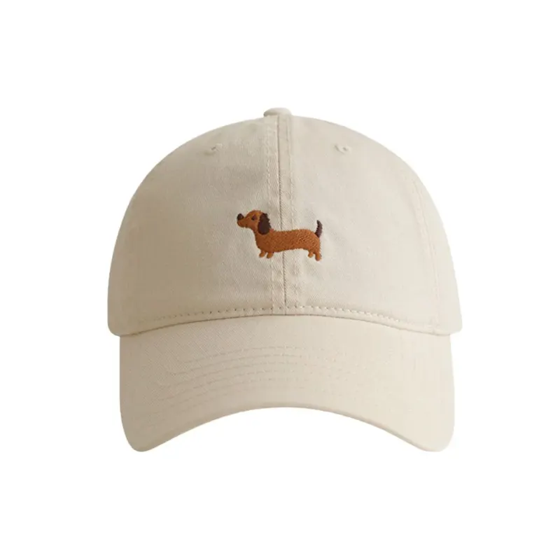 Damen Cap mit Dackelstickerei beige