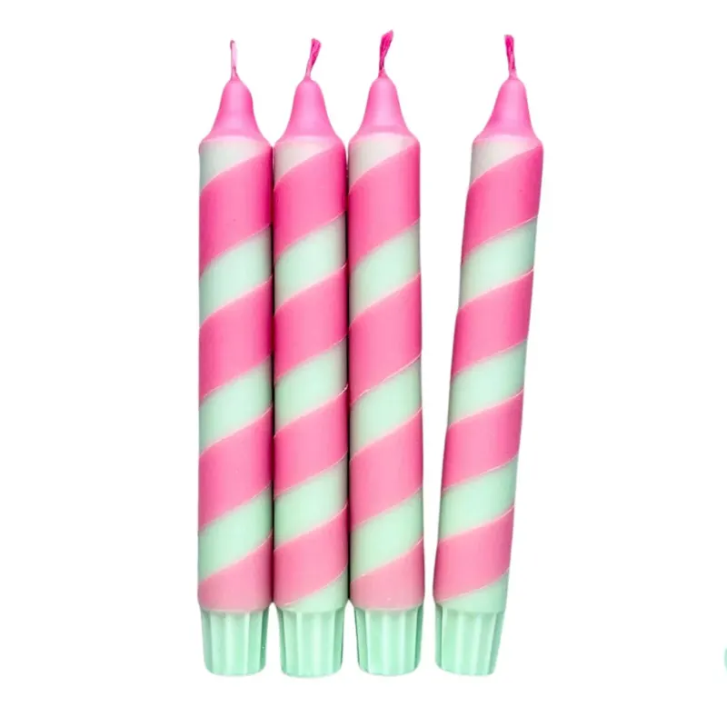 Dip Dye Kerzen 'Swirl neonpink-mint'