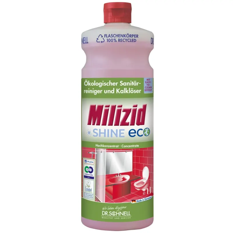 Dr. Schnell Milizid Shine ECO Sanitärreiniger – umweltfreundlich & kraftvoll gegen Kalk 1 Liter Flasche