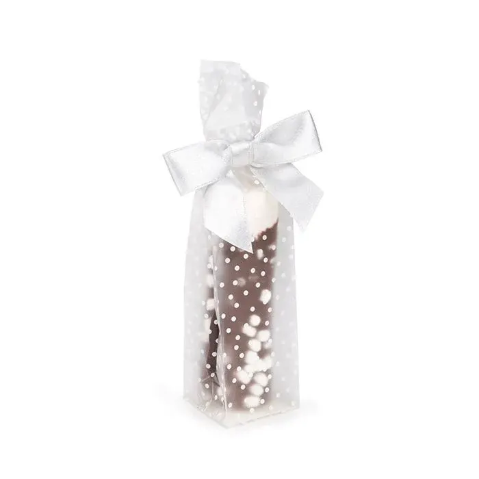 Frosted Polka Dots Flat Bottom Gusset Bags w/ Paper Insert 5,1x5,1x21 cm