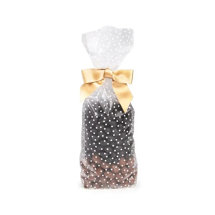 Frosted Polka Dots Flat Bottom Gusset Bags w/ Paper Insert 8,9x5,7x30,5 cm