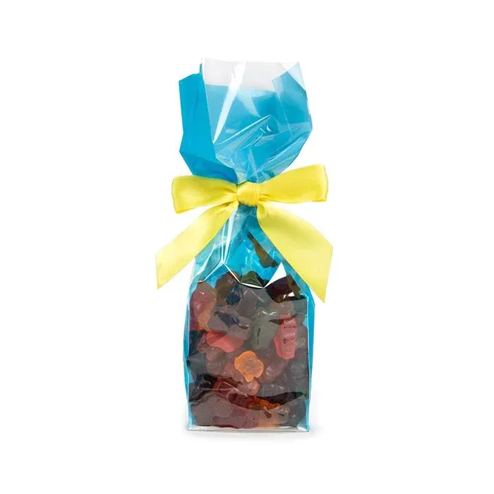 Block Bottom Bags Neon Blue w/ Paper Insert 7x5,1x25,4 cm