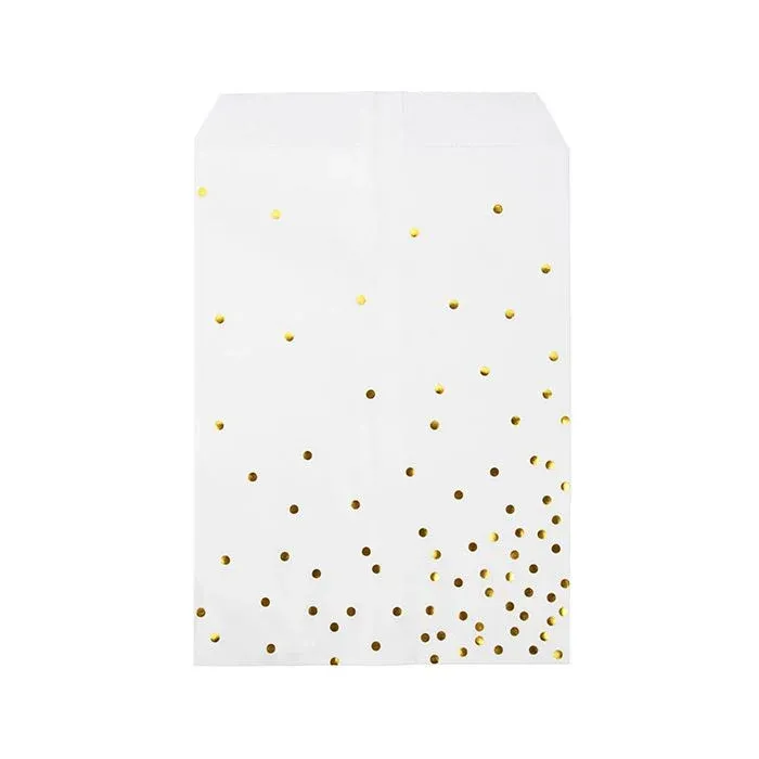 Paper Bags White with Gold Dots 12,7x20,3 cm