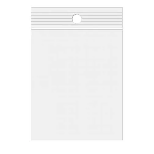 Grip Seal Bags with Hang hole 5x7.5cm Crystal Clear PP 100 micron